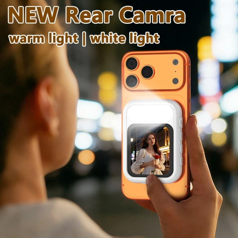 NEWEST Selfie Monitor Screen Magnetic Phone Back Mirroring Rear Camera For Live Stream Vlogging Video Recording with Fill Light