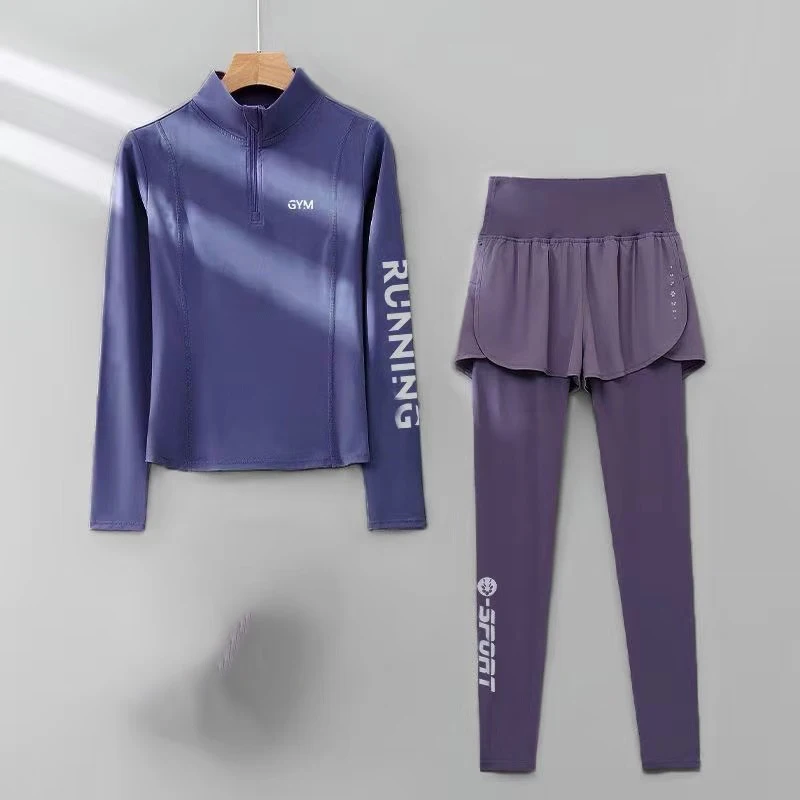 Running suit women's new half zipper student photoshoot, long sleeved slimming professional sports quick drying suit set