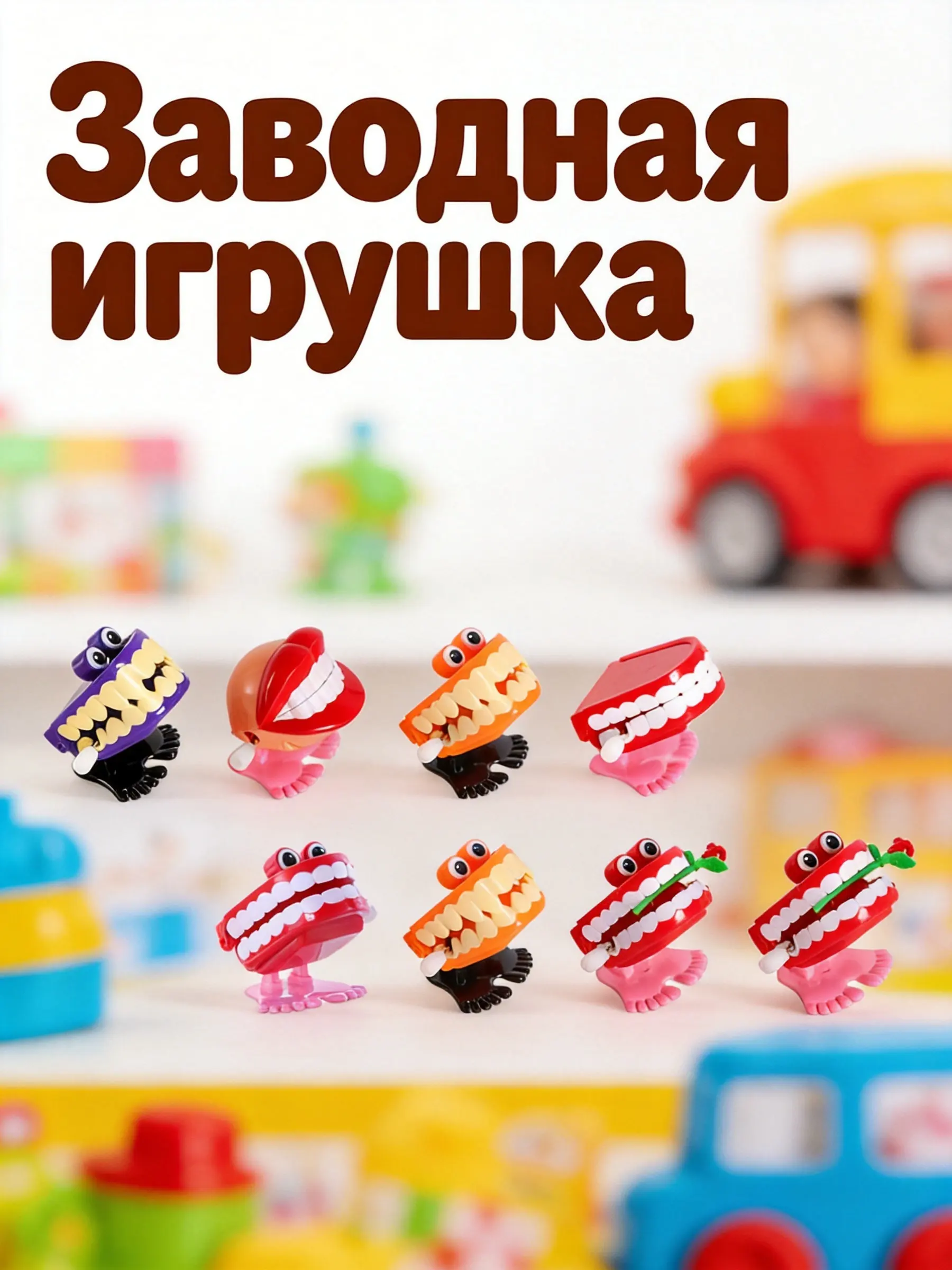 8Pcs Creative Wind-Up Chattering Teeth Fun Walking Kids Educational Plaything Plastic Clockwork Gift for Early Learning