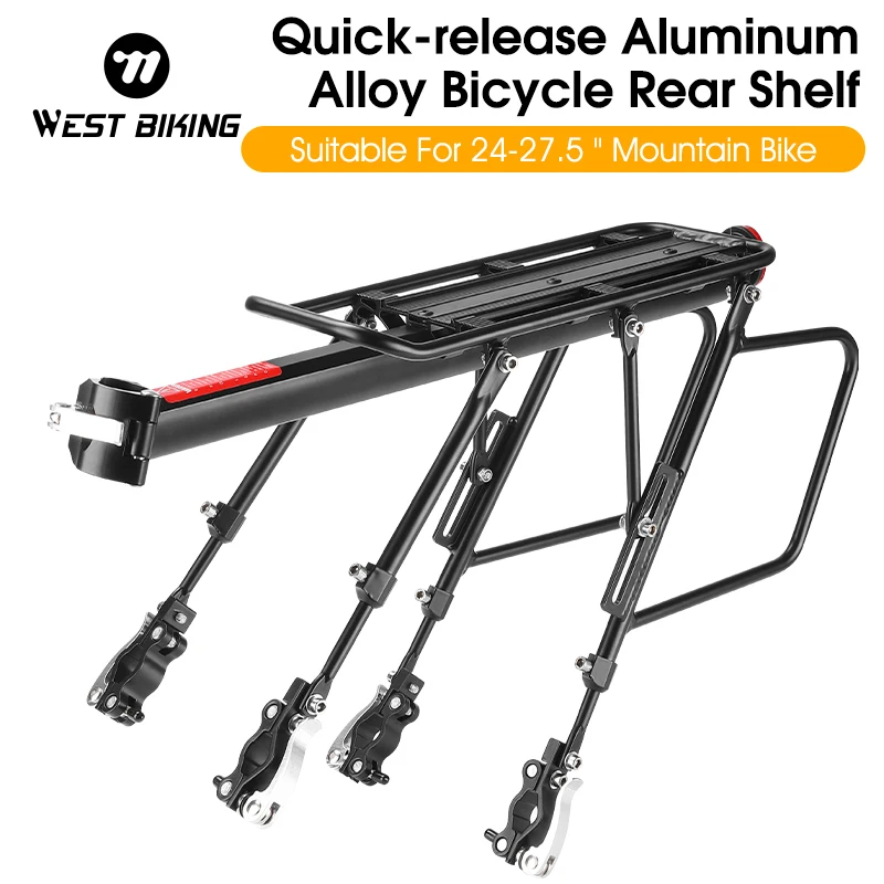 WEST BIKING Bicycle Luggage Carrier Aluminum Alloy 100KG Cargo Rear Rack Shelf  24 -27.5 " Mountain Bike Quick Release Rear Rack