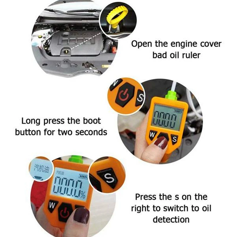 Engine Oil Tester Diesel Oil Detector For Auto Check Oil Quality Detector With LED Display Gas Analyzer Car Testing Tool