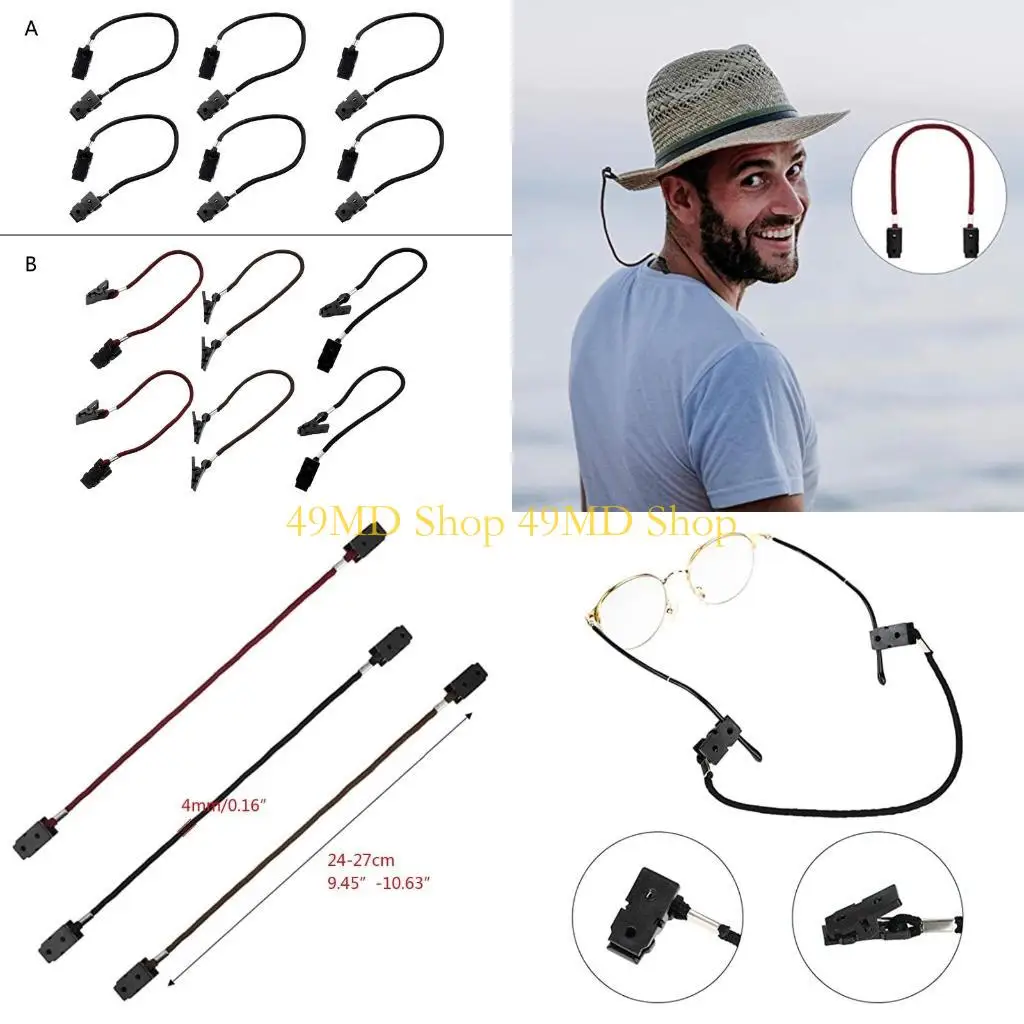 

49MD 6pcs Outdoor Anti-lost Cap Retainer Hat Clip Windproof Hat Strap Clip for Riding