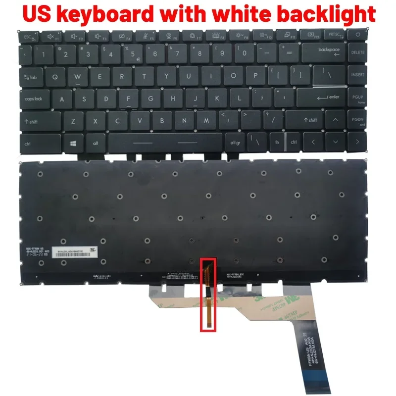 Imagem -02 - Nós Teclado Portátil para Cúpula Msi E14 E15 Ms14c4 14c5 Cúpula B15 B14 Ms-1552 E15 Novo