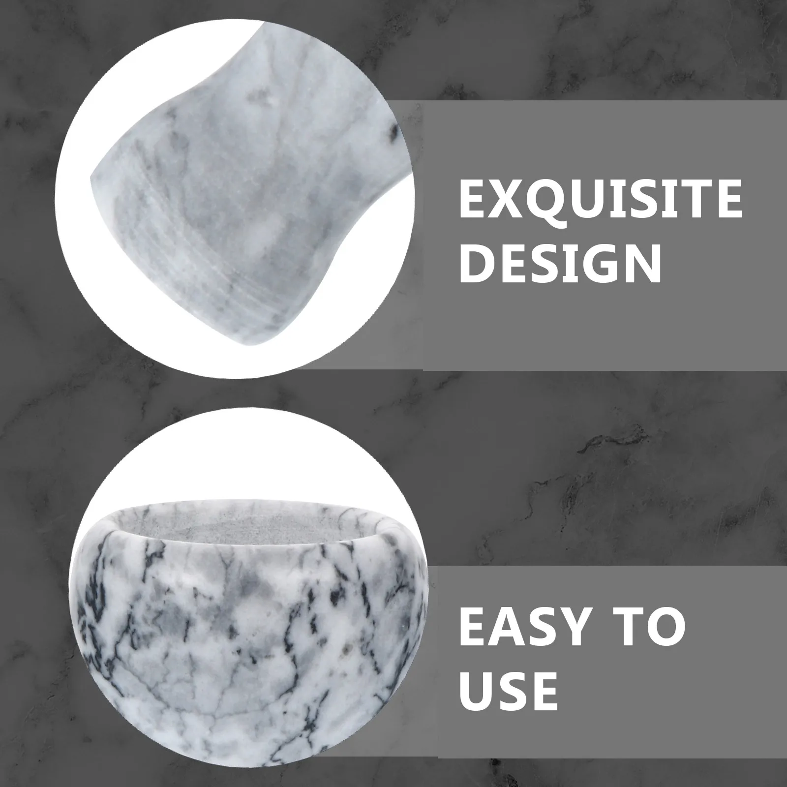 

Marble Garlic Mortar Pestle Set Crusher Kitchen Gadget Spice Tool Premium Material Smooth Surface Safe Hygienic Wide