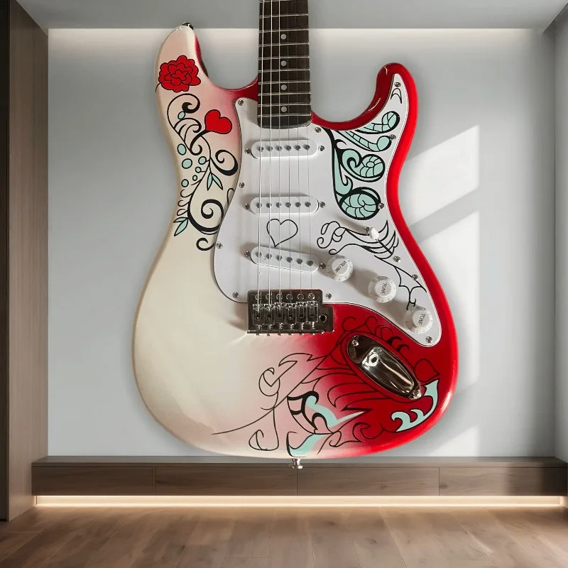 Hot Sales STQ Style Electric Guitar Hand Painted Artwork SSS Single Coil Pickups Gloss Finish Rock Guitar Beginner Unisex