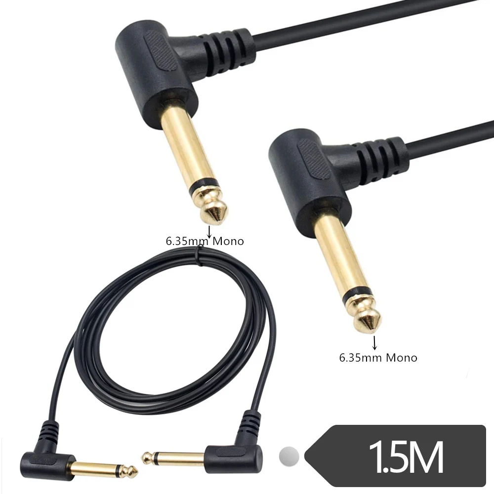 

1/4 Male Cable, 6.35mm 90 Degree Right Angled Male to Male Jack Guitar Instrument TS Mono Cable for Electric Guitar, Bass