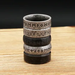 Vintage 316L Stainless Steel Viking Rune Rings For Men Women Simple Nordic Vikings Valknut Ring Amulet Jewelry Gift Dropshipping