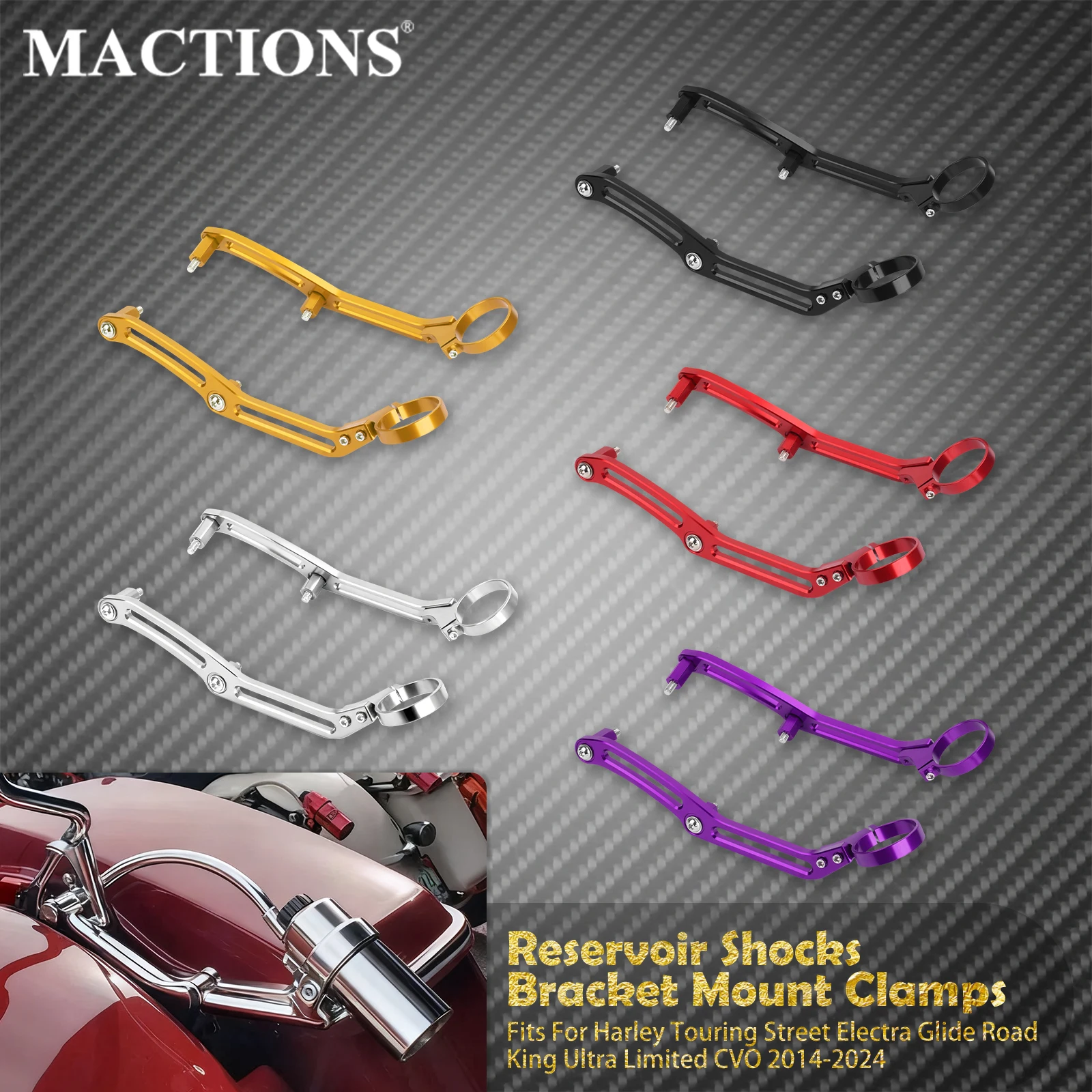 

Motorcycle Shock Absorber Remote Reservoir Bracket Mount Clamps For Harley Touring Road King Street Glide Electra Glide 2014-Up