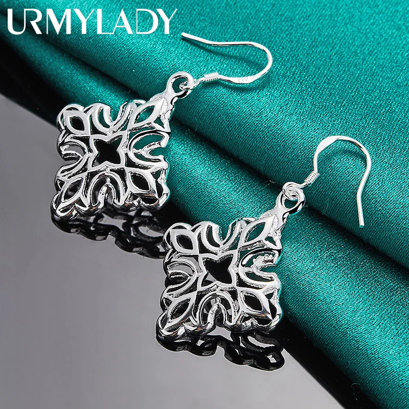 

URMYLADY 925 Sterling Silver Flower Earrings For Women Charm Wedding Party Fashion Jewelry