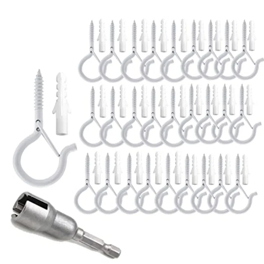 Screw Hooks for Outdoor String Lights, Eye Hooks Q-Hanger Plants Christmas Rope Light Clips, Wind Chimes Decoration Hanging Saf