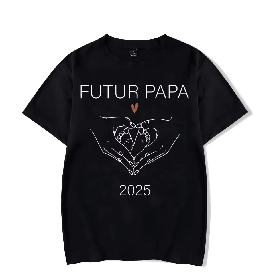 2025 Futur Papa/Maman Letter Print T-Shirt Funny Pregnancy Announcement Couple Matching Tshirts Casual Fashion Women Men TShirts