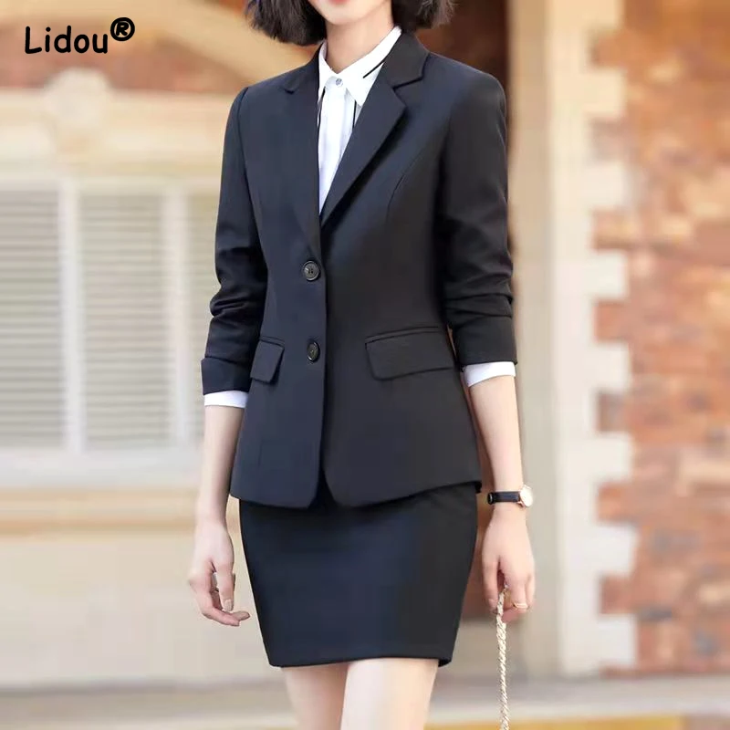 Dignitoso Office Lady blazer classici formali Skinny Solid Simplicity Button tasche per abbigliamento donna 2022 cappotto top per tutte le stagioni