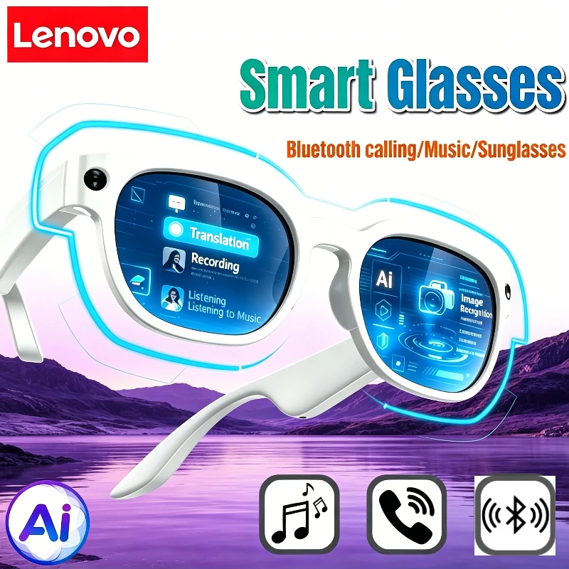 

Lenovo AI Smart Glasses AI Translation 8MP HD Camera 4K Shooting Image Conversation Recording Listening To Music Smart Glasses