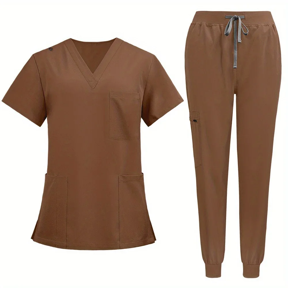 Summer Workwear Nurse Uniform Women's Short Sleeve Scrub Uniform Sets for Nurses Beauty Salons