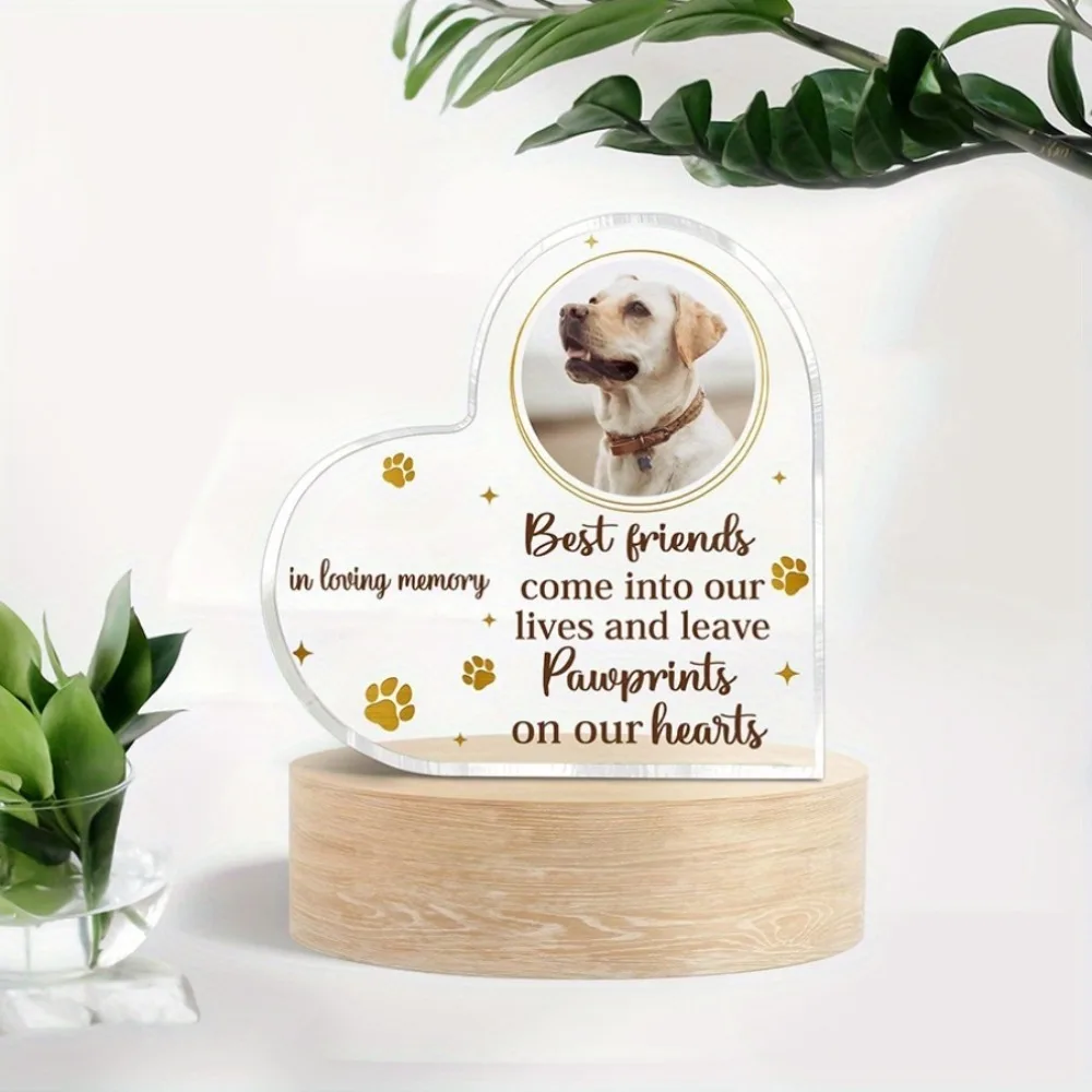 Custom Square Acrylic Dog Memorial Plaque, Personalized Photo Keepsake, Condolence Bereavement Gift for Lost Dog Desktop Decor