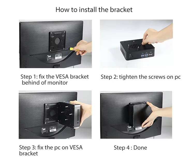 Mini PC Intel Core i7-5500U procesador compatible con Windows 7/10 Linux OS 8x puertos USB HDMI VGA WiFi de doble banda Bluetooth