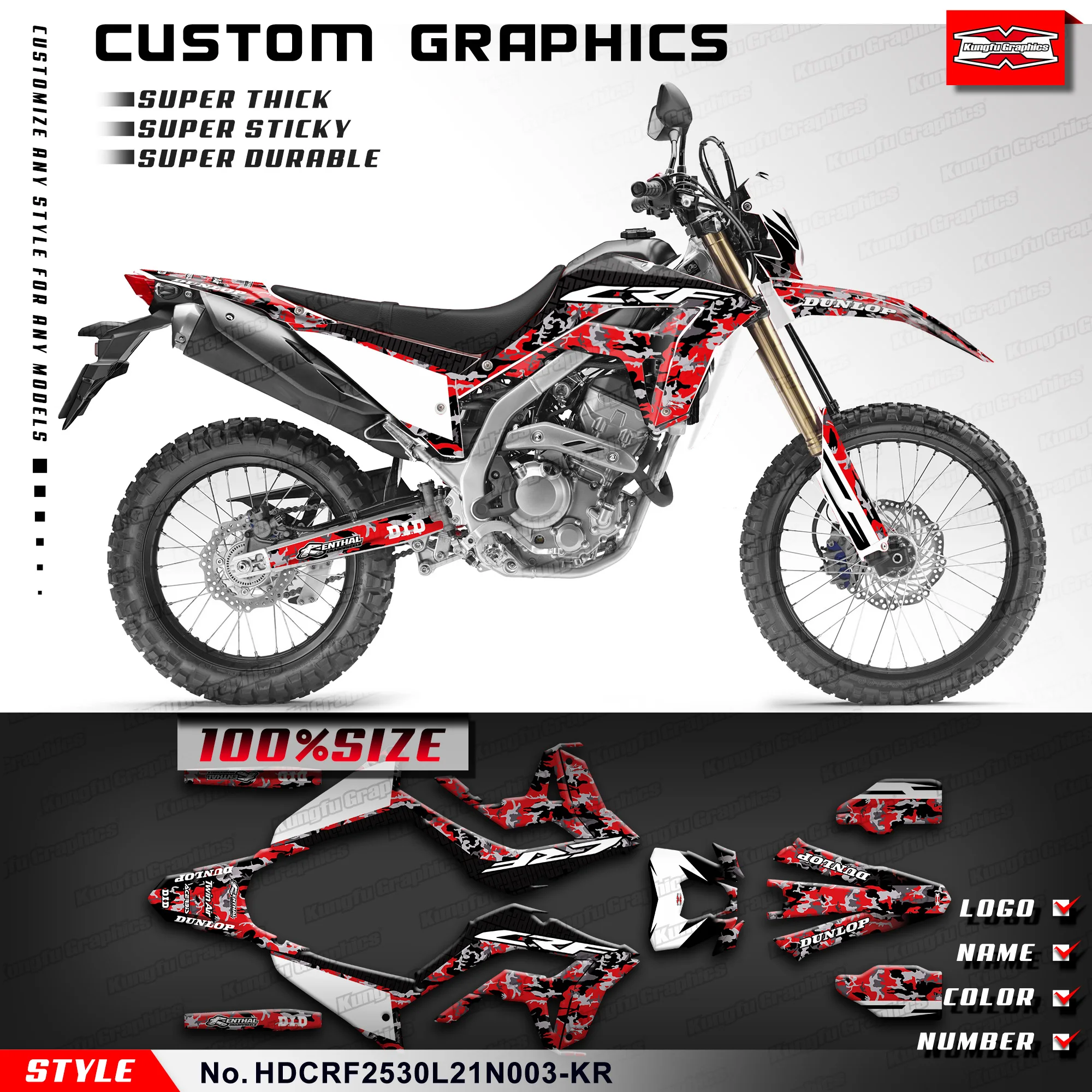 

KUNGFU GRAPHICS Stickers Complete Wrap Design Kit for Honda CRF 250L 300L 2021 2022 2023, HDCRF2530L21N003-KR