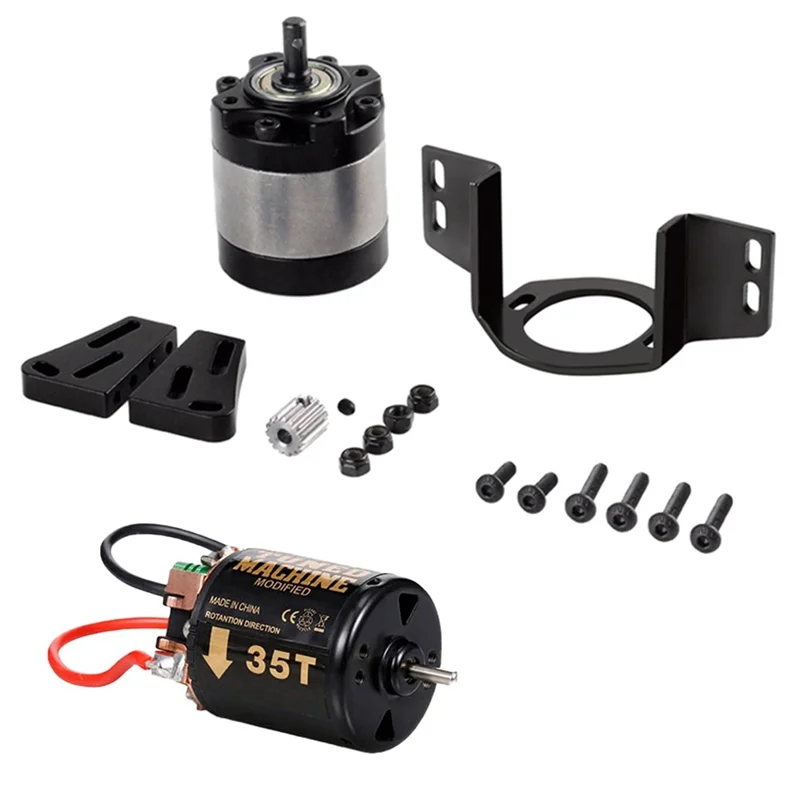 External Carbon Brush 540 Brushed Motor 35T with 1:5 Reduction Gearbox for 1/14 Trailer 1/10 RC Car Crawler SCX10 TRX4