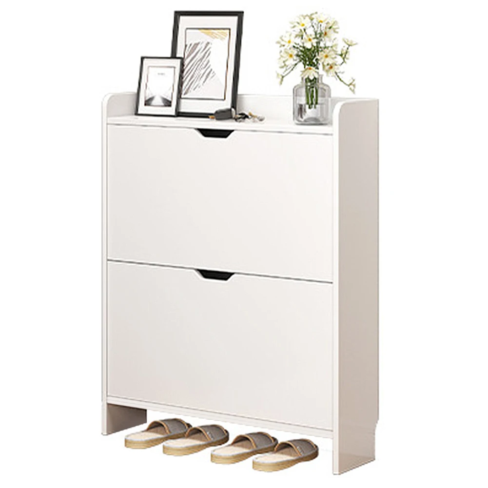 2 Tier Wooden Slim Shoe Storage Cabinet
