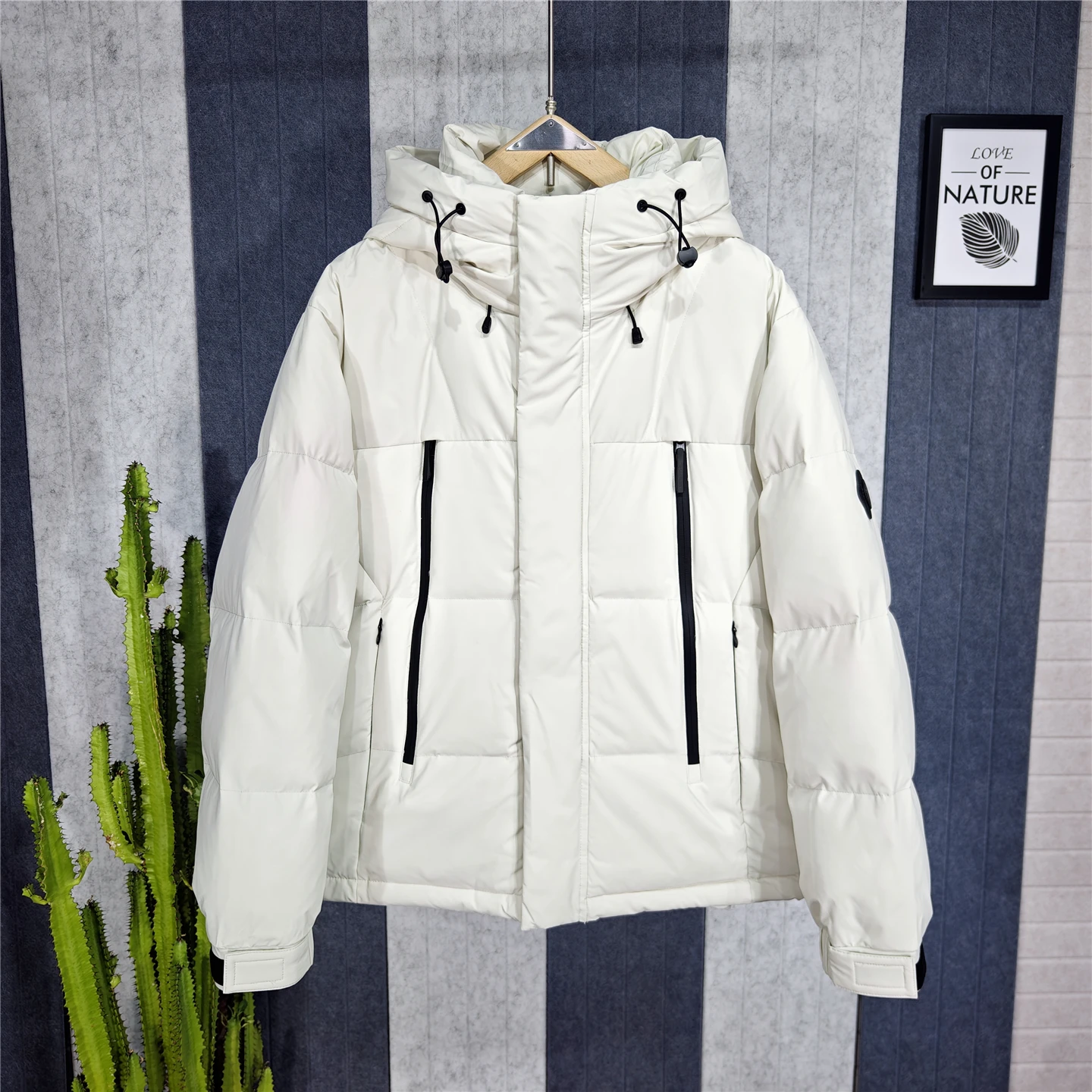 

Men's Winter Thiened Du down Jaet 2025 New Faion Warm Casual Sle Polyester Fabric Hooded Coat Universal Fit