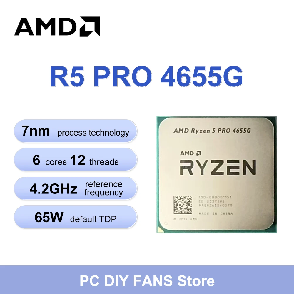 AMD Ryzen 5 PRO 4655G New R5 4655g 4.2GHz 6-Core 12-Thread CPU Integrated Graphics Radeon Vega 7 Socket AM4 7NM DDR4 but no fan