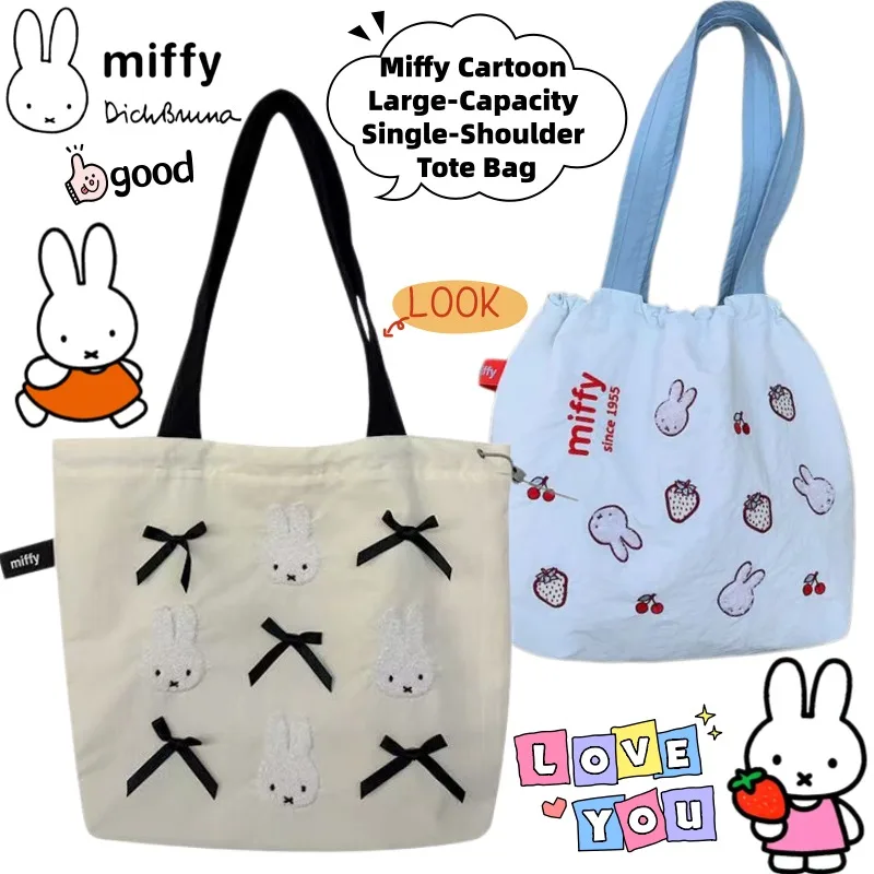 

Miffy Rabbit Cartoon Anime Merchandise Cute Large Capacity Shoulder Tote Bag Creative High-Appearance Canvas Bag Holiday Gift