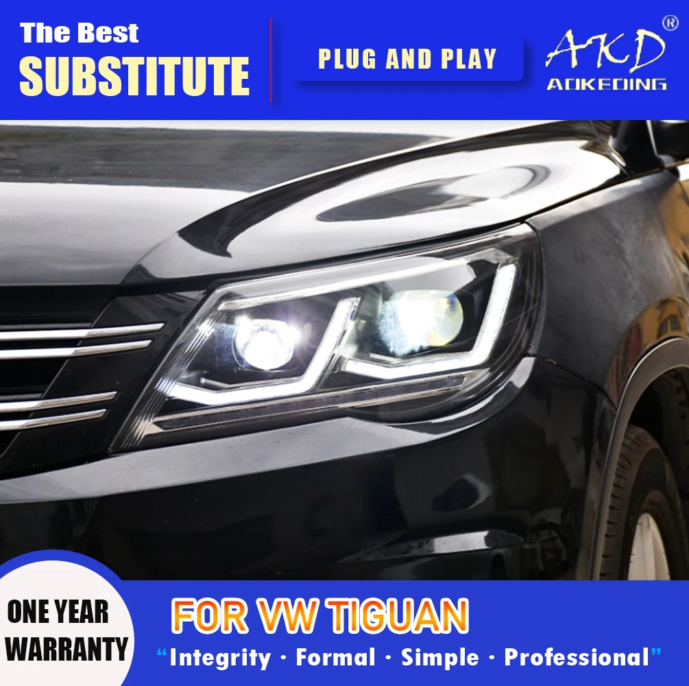 

Фара AKD для VW Tiguan светодиодный, фара 2007-2012, фары Tiguan DRL, сигнал поворота, фара дальнего света, линза проектора Angel Eye