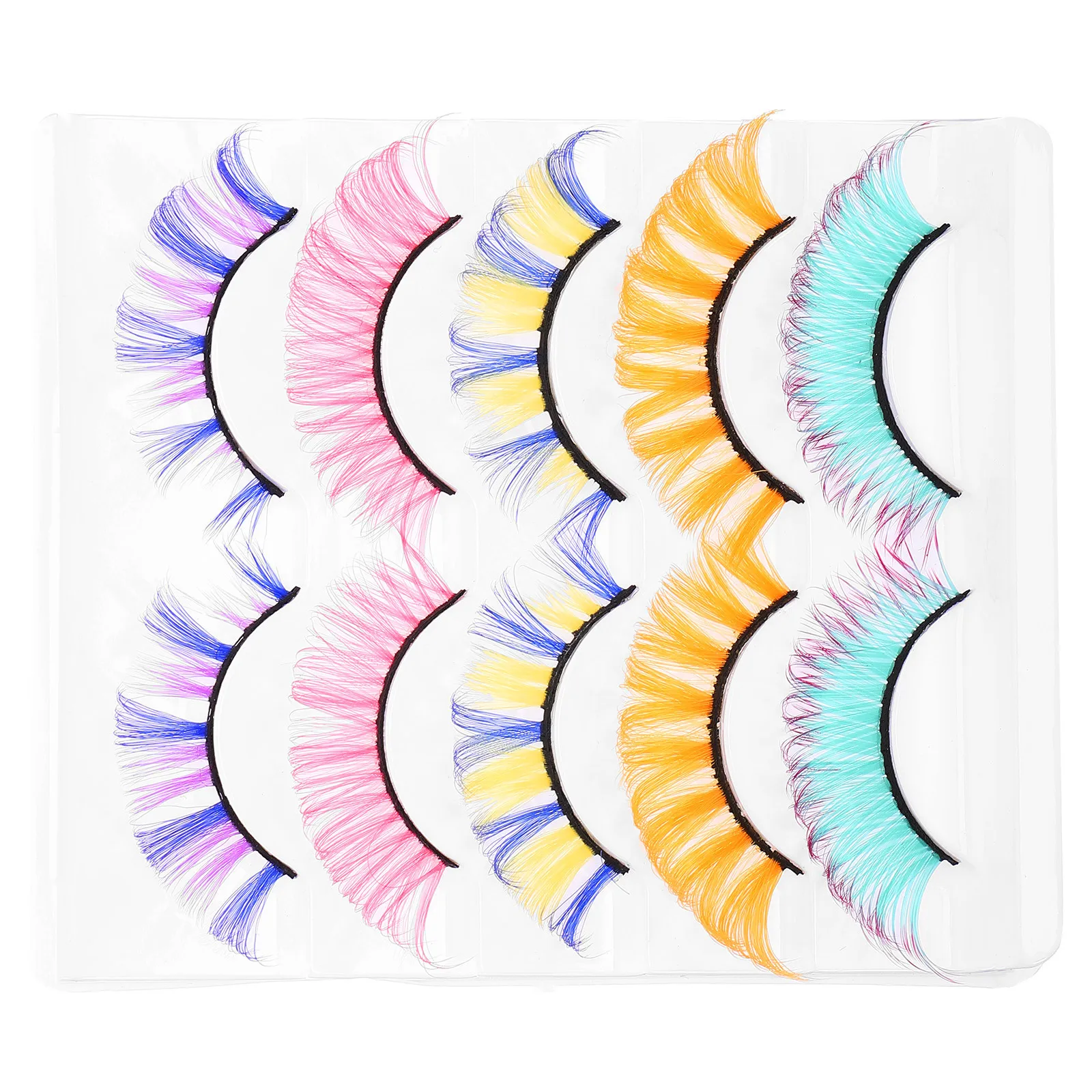 5 pares de cílios postiços coloridos encaracolados acessórios de maquiagem natural extensões individuais de cílios postiços para mulheres meninas leves