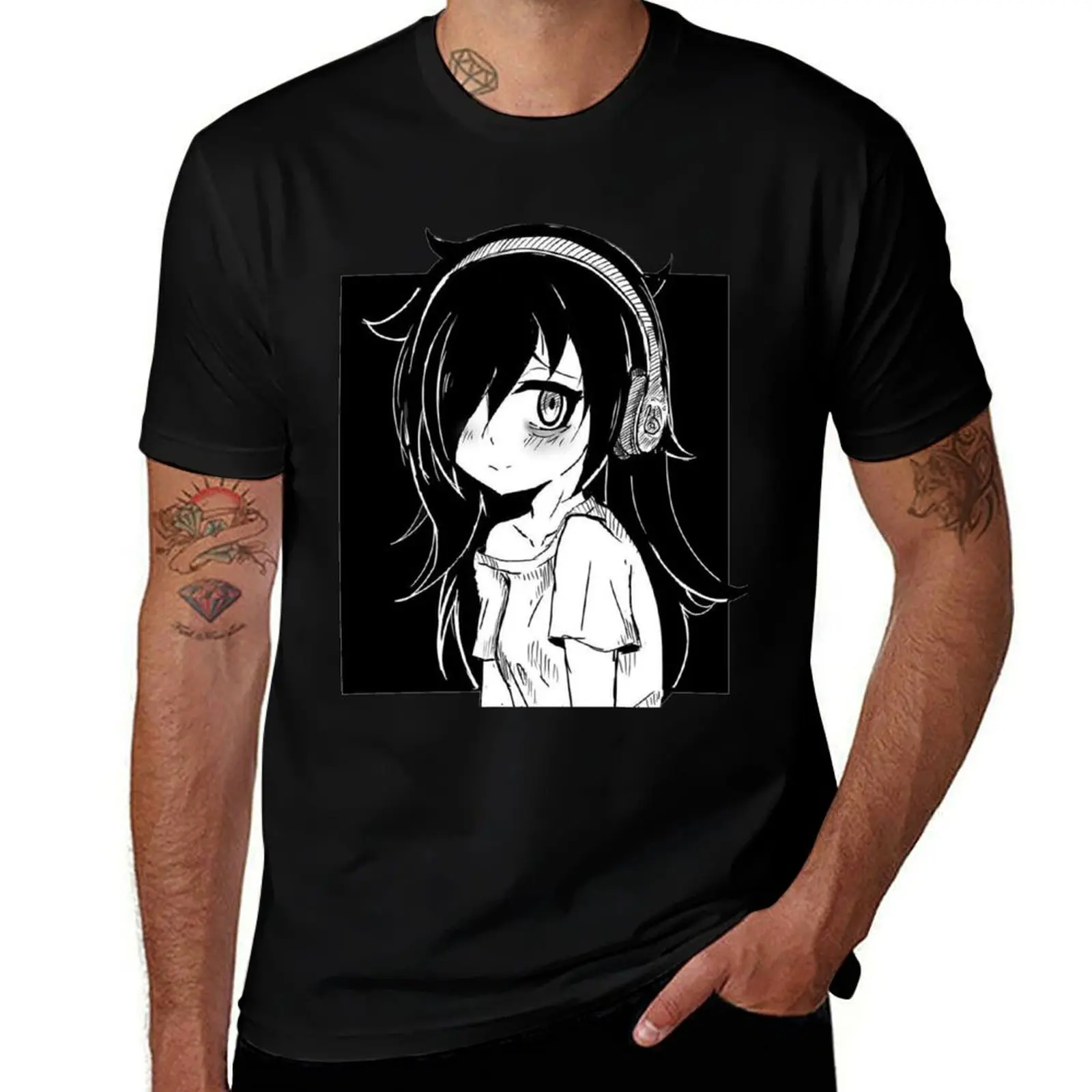 Tomoko Watamote T-Shirt Vintage Print Crew Neck Tee T-Shirt
