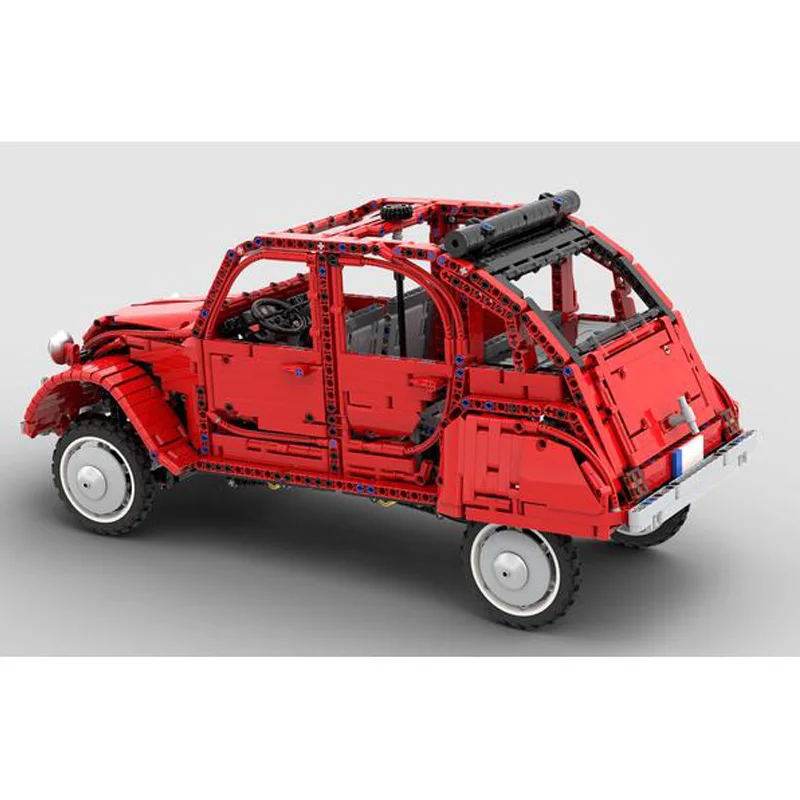 Car Series Building Blocks 2CV Red Car Brand Modle City Vehicle Diy Assemble Bricks Transportation Educational Creative Toy Gift