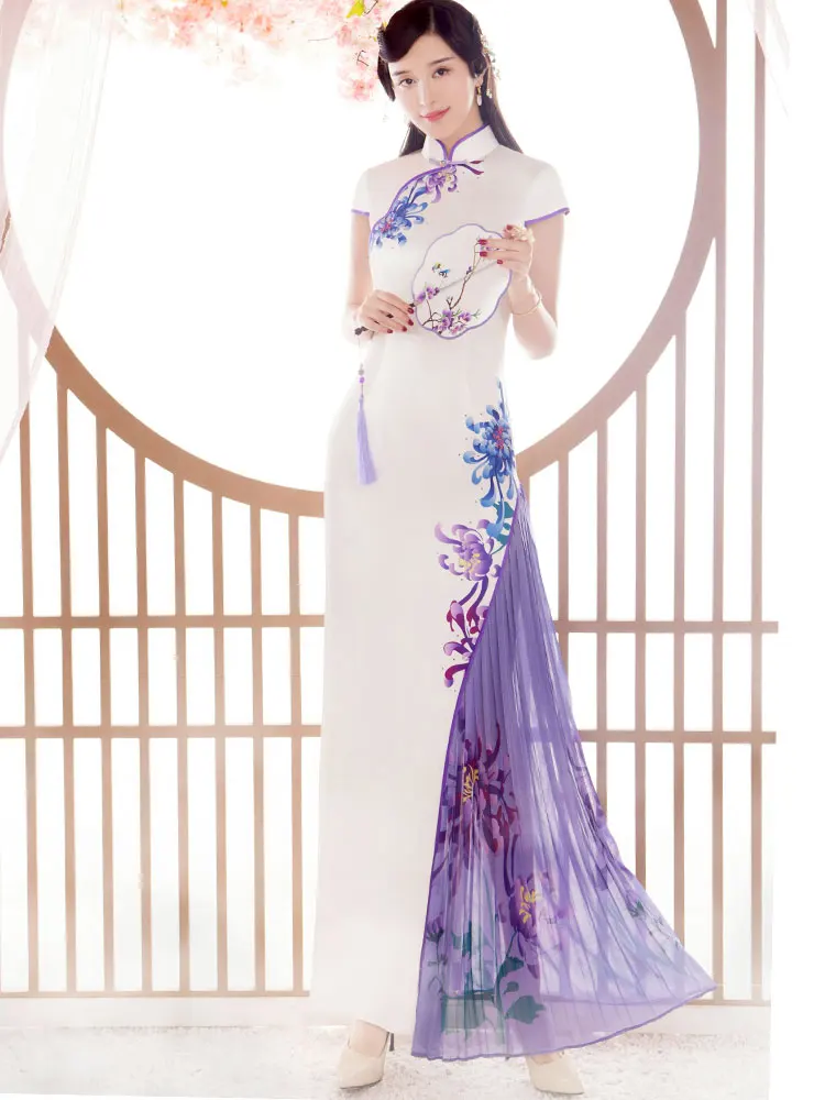 

Весеннее длинное вечернее платье в стиле Цзяннань, традиционное китайское, для выступлений, высококачественное, модное, новинка 2025 года