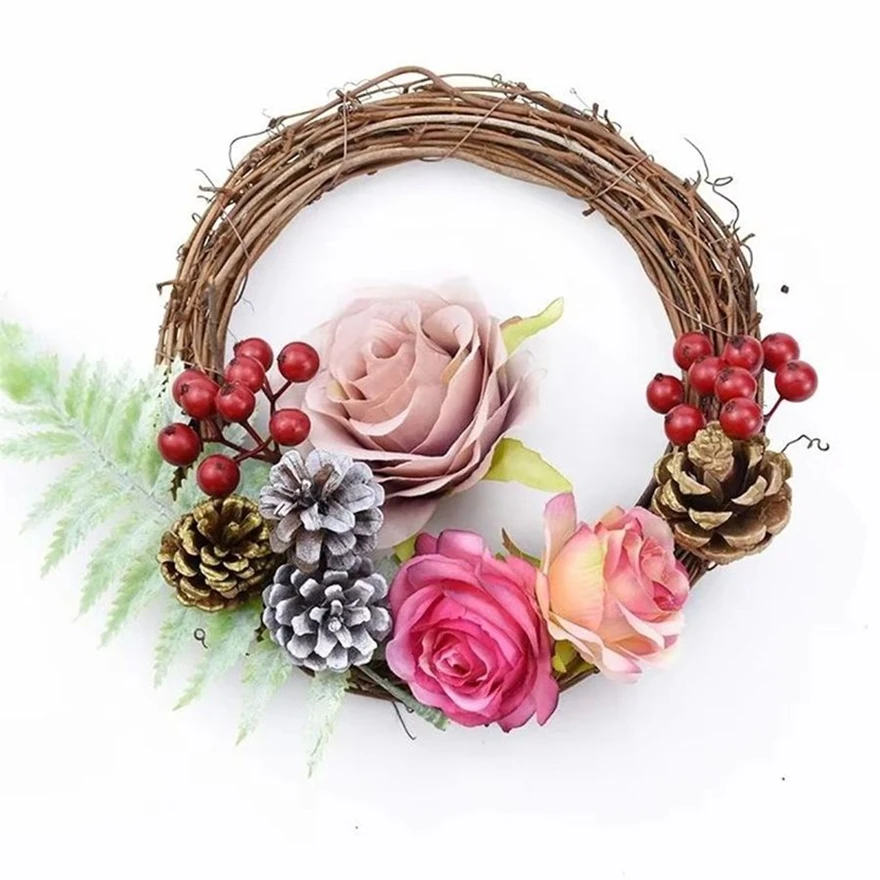10cm/15cm/20cm Artificial Rattan Frame Home wedding Christmas party Outdoor Garden Decor DIY Bride Wreath Door hanging accessory 2