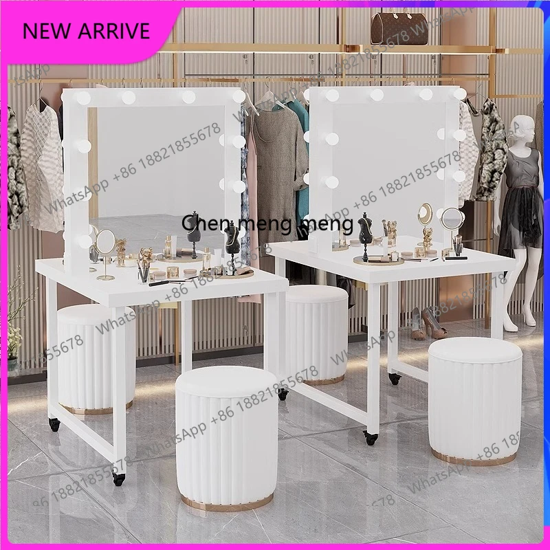 

Movable dressing table Studio makeup mirror table Single and double-sided school beauty studio dressing table A