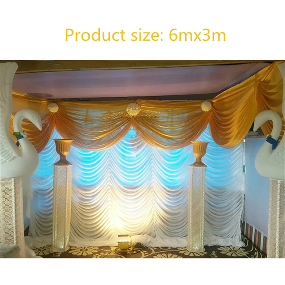 

3mx6m Good Quality Ice Silk Drape Swag Decoration For Event Party Wedding Backdrop Curtain Stage Background free shipping