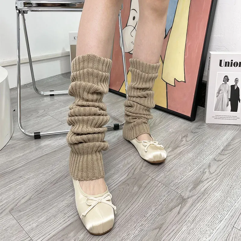 New Fashion Trend in JK Lolita Leg Warmers Women's Autumn Winter Knitted Foot Cover Long Socks White Black Brown Lovely 70cm