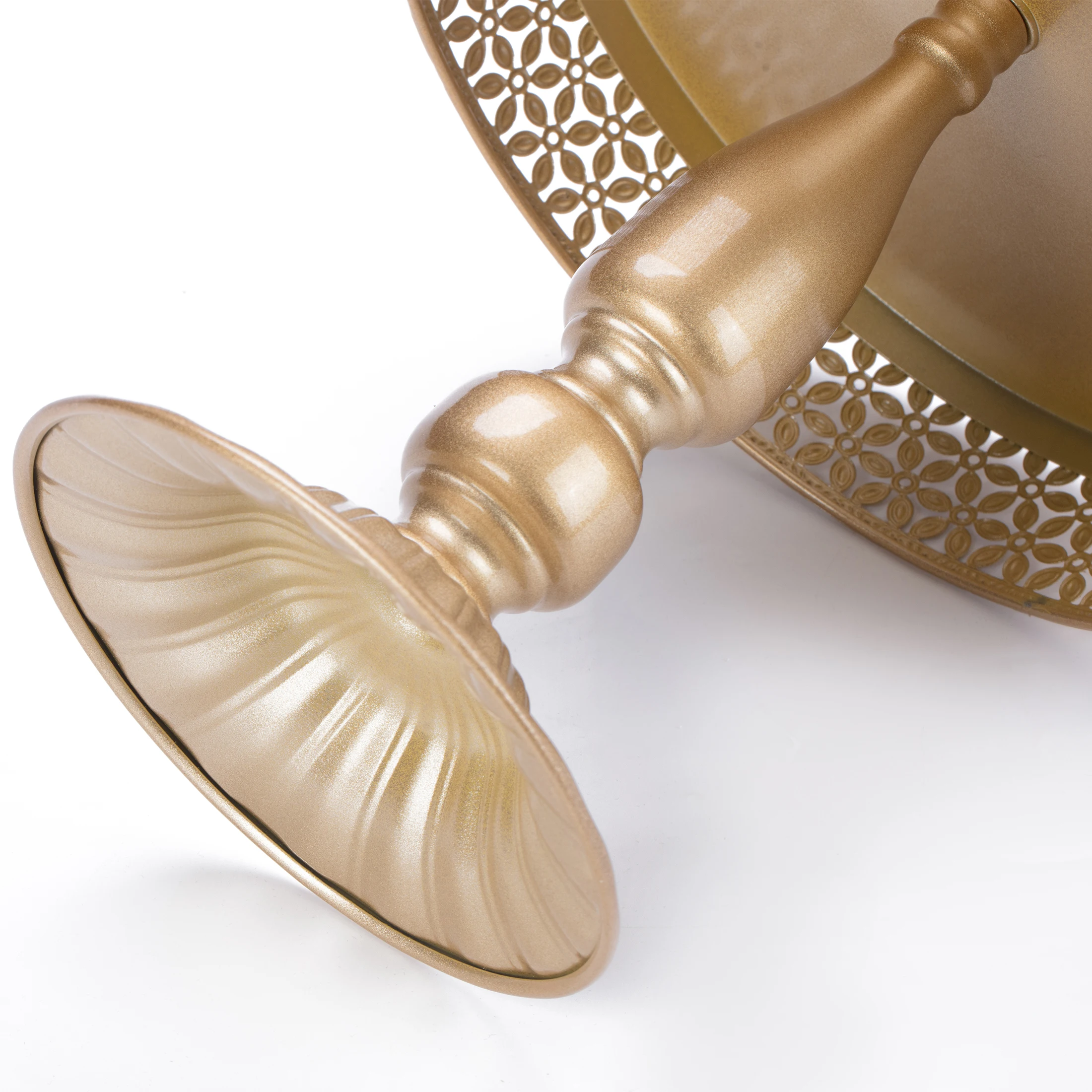 3 stuks diameter 8", 10", 12" taartstandaards set met kanten rand voor desserttafel, feest, verjaardag, decoraties (licht goud)