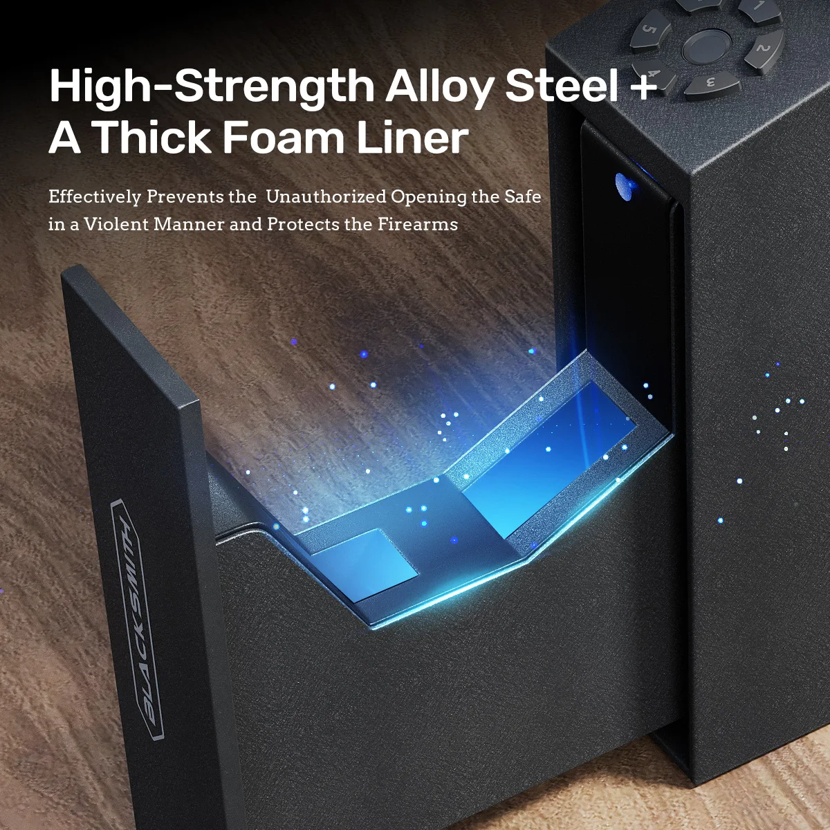 Blacksmith SF0203 Biometric Handgun Gun Safe Slider Fingerprint Hand gun Safe Bedside Pistol Safe For Desk Car Truck