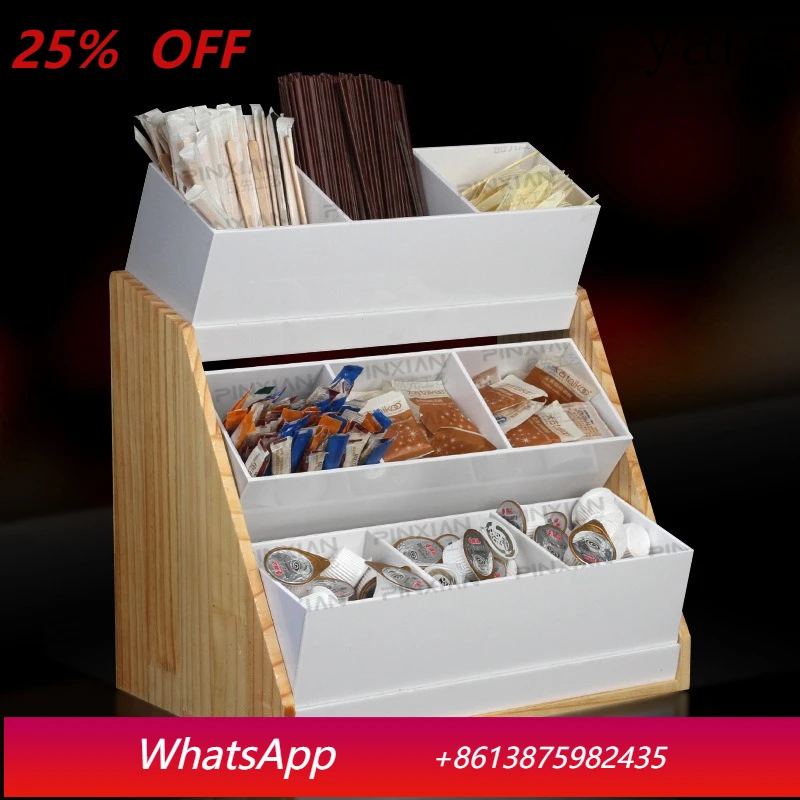 

LMM Multifunctional Shelf, Wooden Stainless Steel Straw Milk Ball Storage Box