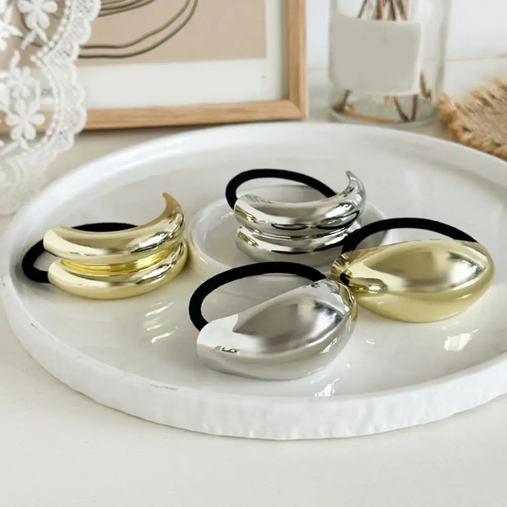 

Лидер продаж, нерегулярные геометрические резинки для волос, эластичные резинки для волос из золотого сплава, металлическая манжета, держатель для хвоста, женские аксессуары для волос для девочек