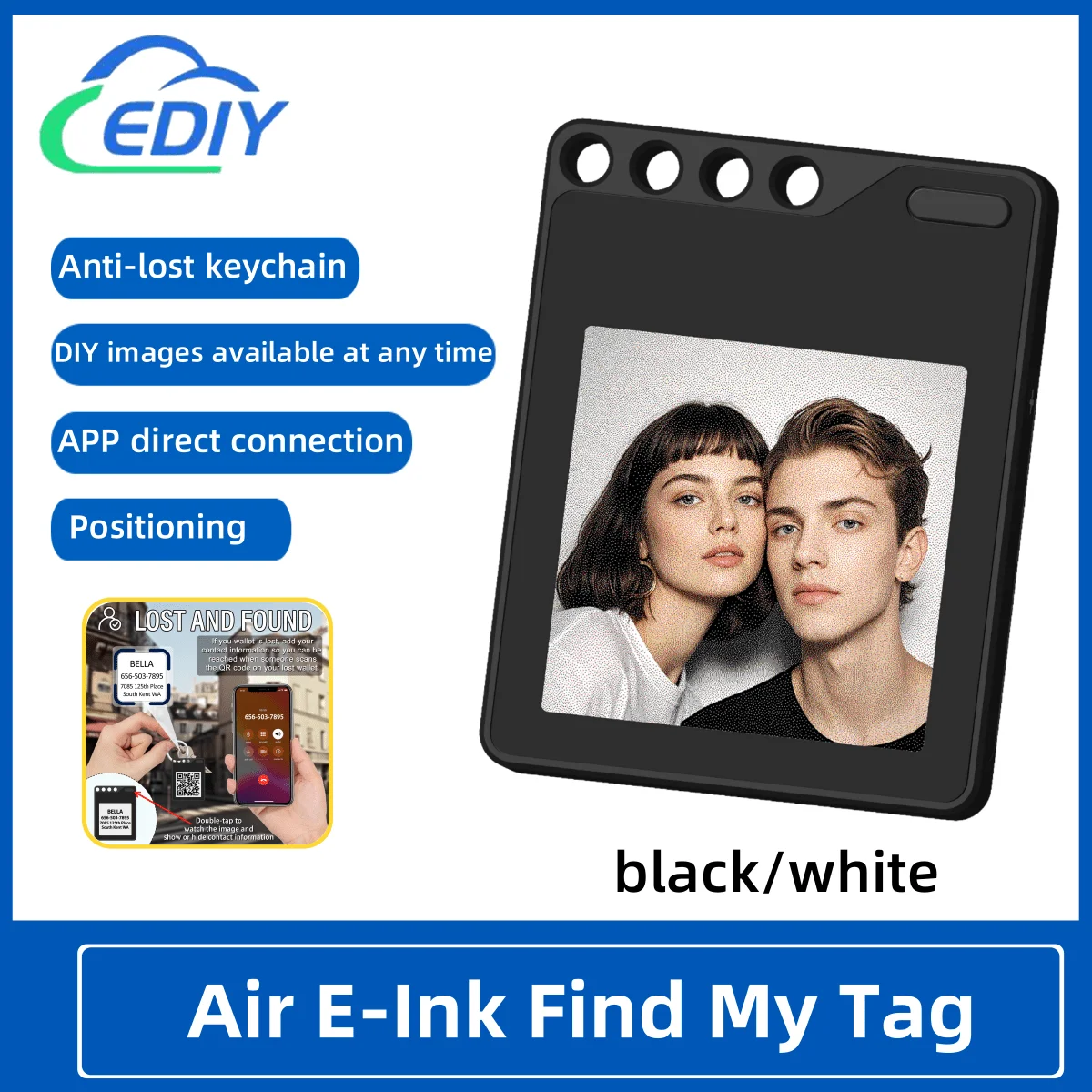 

Air E-Ink Find My Tag Support Apple Find My network lost items all Apple devices iPhone/iPad/Mac/iWatch Positioning