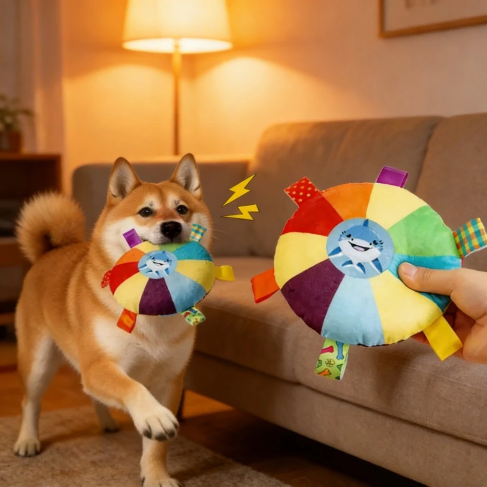 Cartoon-Plüsch-Hundespielzeug mit Klingel, Welpen-Kauspielzeug, Verschleiß- und bissresistentes Haustierspielzeug für kleine Hunde und Teddyhunde