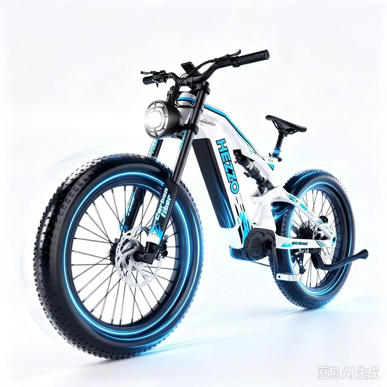 HEZZO K9 E-bike 1000W Motor 70-90KM Range Waterproof App Control 26Inch Carbon Fiber Frame 9-Speed 50km/h Lithium Battery Front