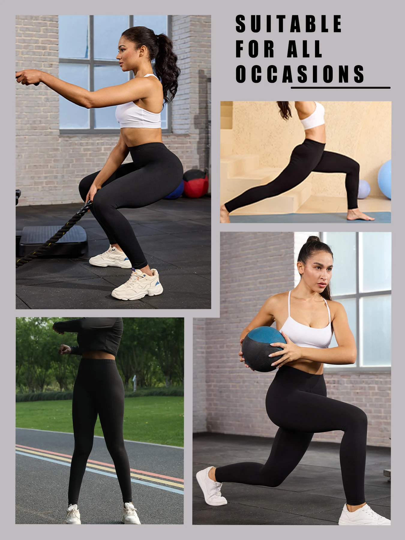عبوة من قطعتين من الضيق النسائية فائقة النعومة ومرونة عالية للتمرين واليوجا والجري والارتداء اليومي غير الرسمي المريح والجوارب المطاطية #4