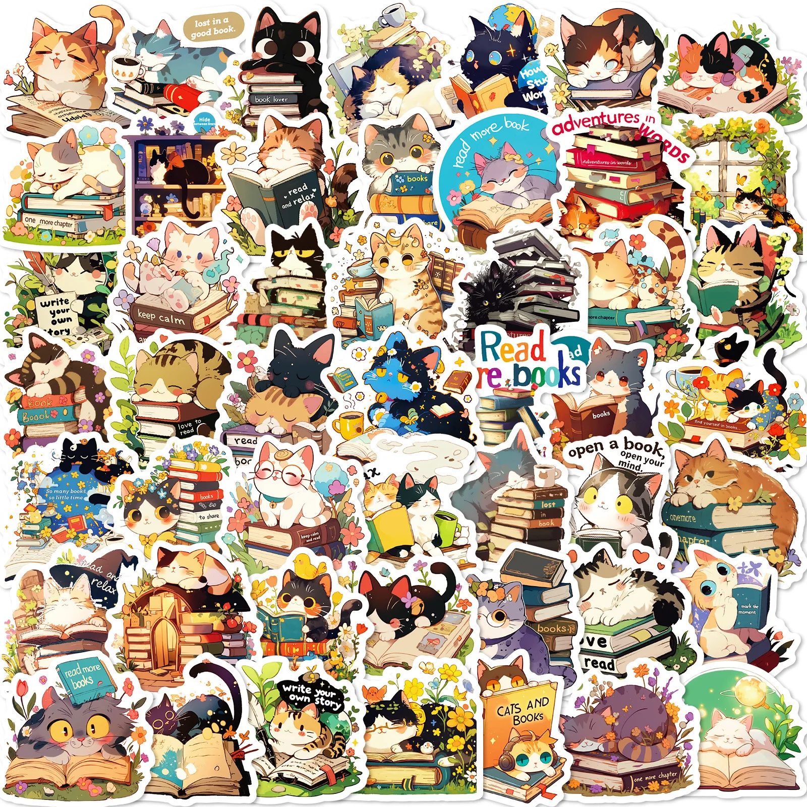 50 Cartoon Cat Stic… - image