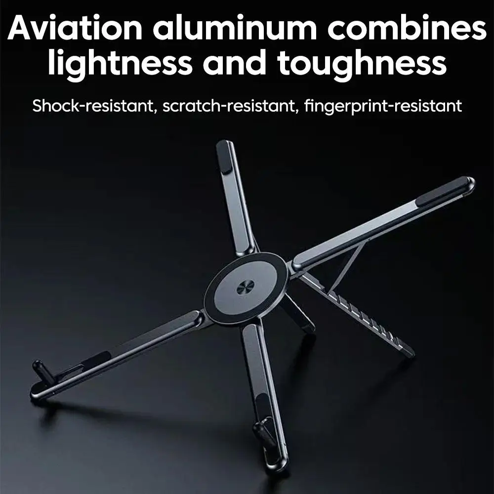 Aluminum Alloy Multifunctional Foldable Magnetic Stand, Portable Selfie Stick i-Phone Holder Adjustable Ergonomic Laptop Bracket