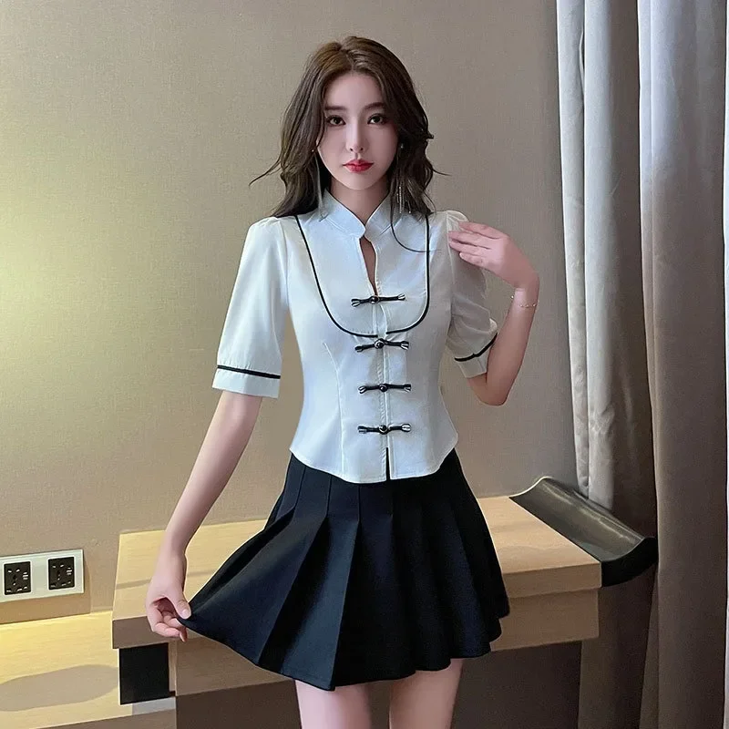 Foot Bath Workwear Short Sleeved Style Hotel Technician Workwear Hotel Catering Female Foot Bath Staff Uniform Pleated Skirt