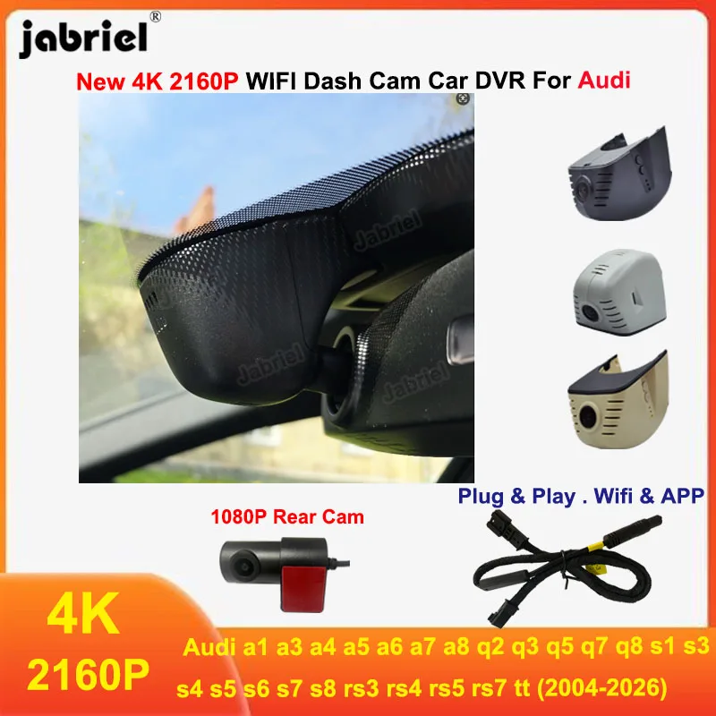 4K 2160P Wifi Car Dvr for Audi A3 A4 A5 A6 A7 A8 Q2 Q3 Q5 Q7 Q8 RS TT B4 B5 B6 B7 B8 B9 C5 C6 C7 8P 8V Dash Cam Rear Camera 4K