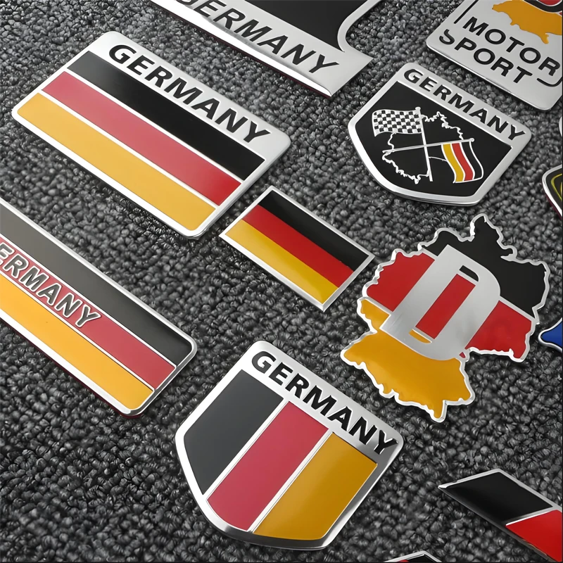 سيارة التصميم شعار ثلاثية الأبعاد الألومنيوم الألمانية شعار العلم ملصقات اكسسوارات الديكور ل Volkswagen مرسيدس Bez BMW سكودا أودي أوبل #1