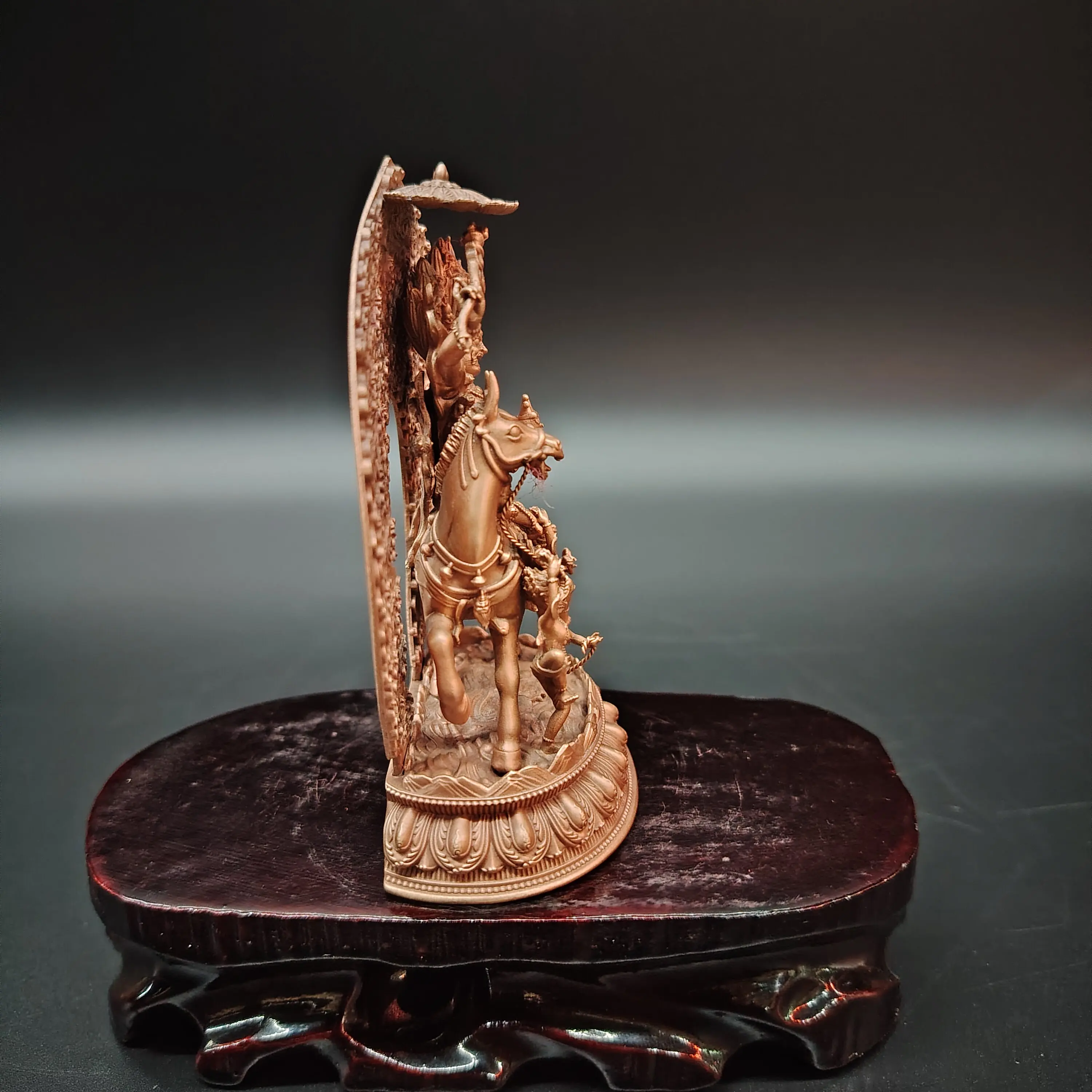 Copper Vajrayana Palden Lhamo Protector Goddess Statue 10cm Home Office Living Room Altar Car Portable Blessing