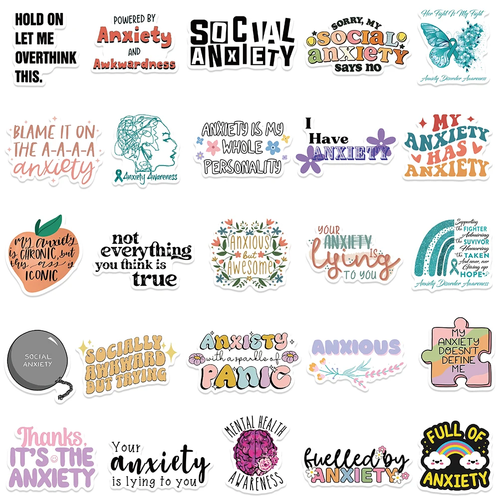 50PCS Social Anxiety Sensory Sticker Art DIY Waterproof Journal Motorcycle Car Diary Phone Laptop Luggage Fridge Toy Decals